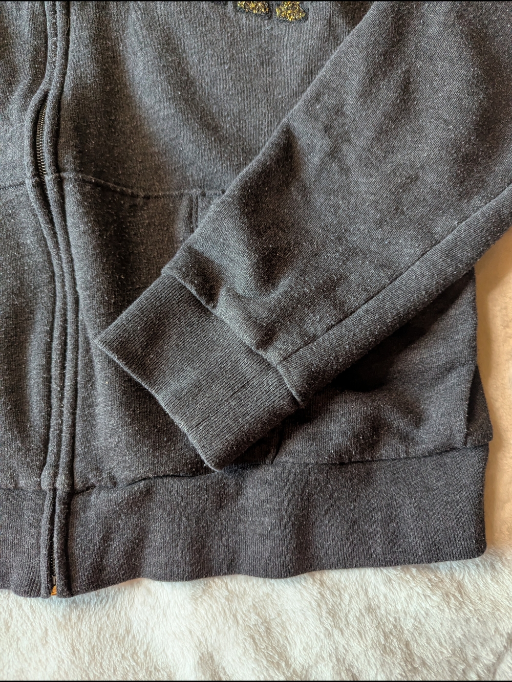 PINK Victoria's Secret Charcoal Gray 'LOVE PINK' Zip-Up Hoodie - Picture 5 of 9